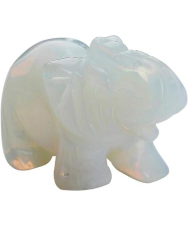 Nupuyai White Opalite Elephant Figure - Gemstone Crystal Lucky Charm for Healing Reiki & Feng Shui Decoration - Buy Online on GoSupps.com