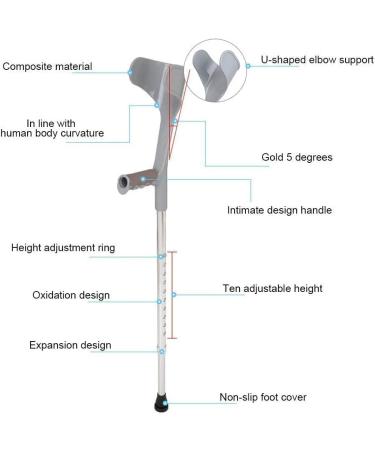 COKVBSKZ LRVTREC Forearm Crutches Adjustable Crutches Forearm Crutches Handles Multifunctional Shock Absorption Rehabilitation for The Elderly Lightweight Arm Crutch (Color : White) - Buy Online on GoSupps.com