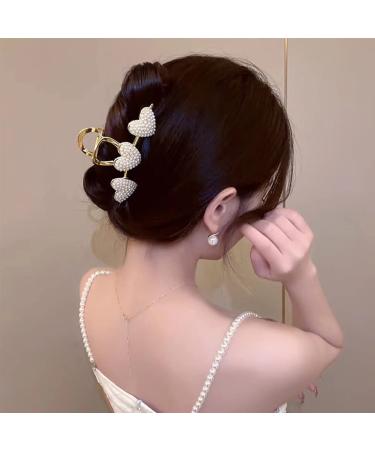KuuGuu 2 PCS Heart Hair Claw with Pearls - Large Metal Hair Clip for Thick Hair - Buy Online on GoSupps.com