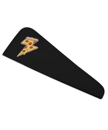 Cool Thunder Cheesy Pizza Microfiber Hair Towel Wrap for Women 10 Inch X 26 Inch Super Absorbent Hair Turban with Button