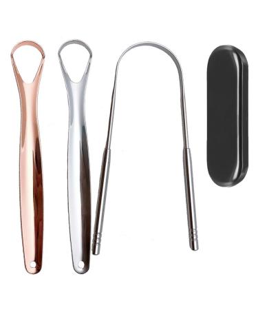 Tongue Scraper Tongue Cleaner Tounge Scraper Cleaner Tongue scrapers for adults with Carrying case Fresh Breath Tongue Scrapers Medical Grade Metal (3 pack)