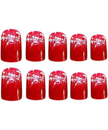 JIHUOO 24 Pieces Red Short False Nails - Artificial Fingernails with Glue & Stickers for All Occasions | International Shipping Available - Buy Online on GoSupps.com