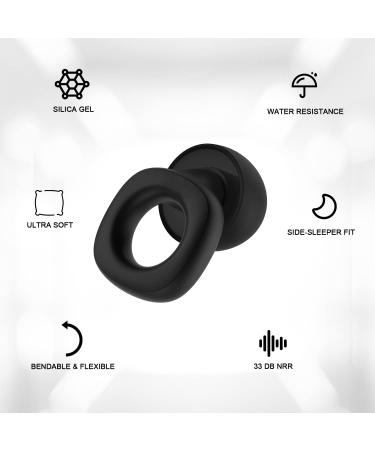 Fita+ Noise Cancelling Ear Plugs - NRR 33 dB, Reusable Silicone Earplugs for Sleeping, Concerts, Motorcycle, Travel - Black - Buy Online on GoSupps.com