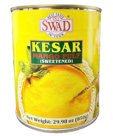 (Pack of 2) Swad Kesar Mango Pulp Sweetened (850g) with Free Miras Trademark Measuring Spoon - Buy Online on GoSupps.com