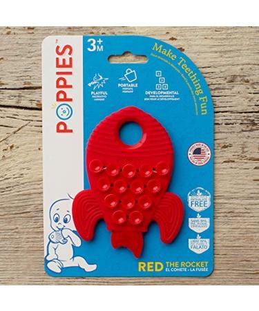 Poppies Red Rocket BPA-Free Silicone Suction Teether & Bath Toy - Buy Online on GoSupps.com