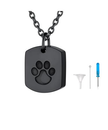 U7 women creamation urn necklace for ash cycle of life/Celtic knot/dog feet/wings/crucifix/cylinder urn chain stainless steel pendant chain fire burial jewelry for men's dog feet black not adaptable