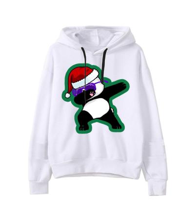 Bigfanshu Womans Tops Christmas Print Hooded Long Sleeves Sweatshirt Pullover Shirt