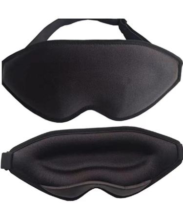 Black Eye Mask for Men Women 3D Contoured Cup Concave Molded Night Yoga Nap Travel Sleep Eye-mask with Adjustable Strap