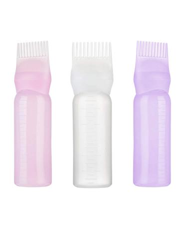 Beaupretty 3PCS Root Comb Applicator Bottle Hair Coloring Dye Bottle Shampoo Comb Bottle for Salon Cleaning Shampoo