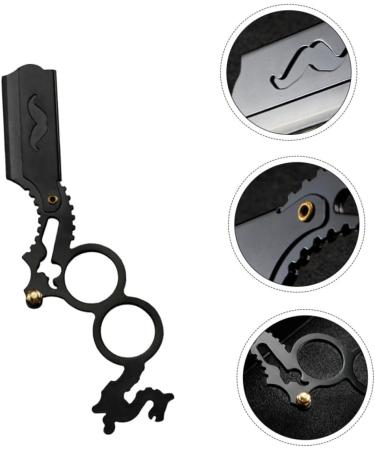 Minkissy Manual Hair Razor Holder - Double Ring Flaps Rustproof Steel Shearing Shaver for Hairdressers - Small Straight Handle Razor Blade Holder - Buy Online on GoSupps.com