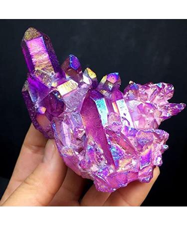 Natural Quartz Amethyst Cluster Crystal Stone Electroplated Colorful Crysral Cluster Specimen Home Gifts 1pcs Quartz Stones (Color : Amethyst Cluster Size : 60-70g) 60-70g Amethyst Cluster