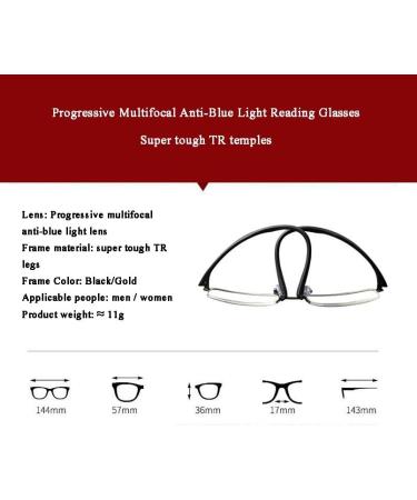 Edgun Progressive Multifocal Reading Glasses +2.0 - Light-Blocking Spring Hinge Computer Readers for Men & Women - Gold - Buy Online on GoSupps.com
