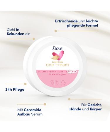 Dove Body Love One Cream - Light Moisturizing Body Cream for Face Hands & Body | 250 ml | All Skin Types - International Shipping Available - Buy Online on GoSupps.com