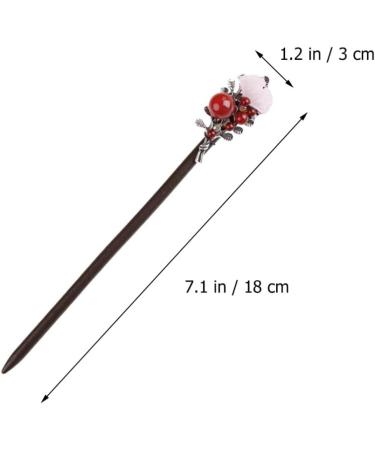 FRCOLOR Chinese Hair Stick Flower Hair Chopsticks Red Agate Vintage Hairpin Chignon Pin Hair Styling Hair Making Accessories for Women Wedding Hanfu Cheongsam - Buy Online on GoSupps.com