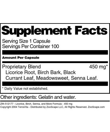 Licorice Birch Senna and More Formula - 450 mg (100 Capsules ZIN: 512177) - 3 Pack - Buy Online on GoSupps.com