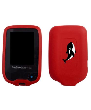 New Premium Silicone Designed Case for Freestyle Libre & Freestyle Libre 2 & Freestyle Libre 14 Day (WHA-Red)