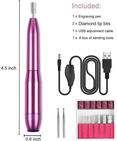 Vesdrtyr USB Electric Engraving Tool Kit for Manicure Carving Wood Metal Stone Plastic Jewelry Glass Etchingtool - Buy Online on GoSupps.com