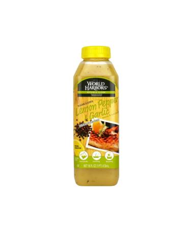World Harbors Lemon Pepper Garlic Sauce & Marinade, Made in Maine, Ideal for Chicken Wings, Seafood, Grilled Meats, Salads, Stir-Fries, Sandwiches, Salads, Garnish Dipping Sauce 16 oz (Pack of 1)