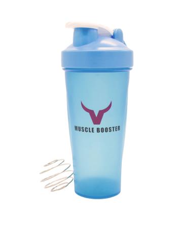 Muscle Booster Shaker Bottle Great for Protein Shakes and Pre Workout 24-Ounce (Blue)
