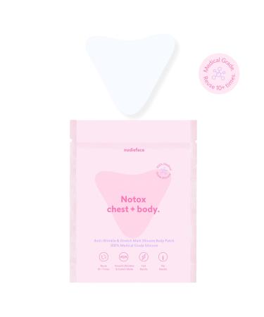 Notox Chest + Body - Nudie Face - 100% Medical Grade Silicone Wrinkle Chest Patch - Reusable Silicone Decolletage Patch To Reduce Sleep Lines and Stretch Marks - Wrinkle Smoothing - Fast Results