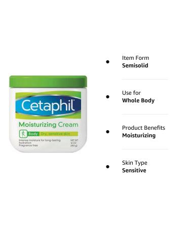 Cetaphil Moisturizing Cream for Dry/Sensitive Skin - 16 oz (Pack of 2) | Fragrance Free - Buy Online on GoSupps.com
