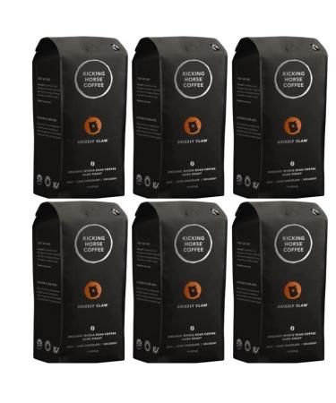Kicking Horse Coffee grizzly claw Dark Roast Whole Bean 1 lb (Pack Of 6) - Certified Organic Fairtrade Kosher 454 g (Pack of 6) Grizzly Claw