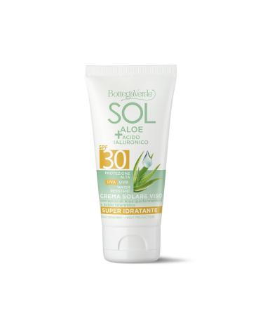 Bottega Verde Bottega Verde - SOL Aloe Hyaluronic Acid - Sunscreen for face - super moisturizing - with hyperfermented aloe juice and hyaluronic acid - high protection SPF30 (50 ml) - Water resistant