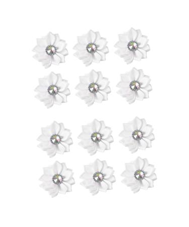 ABOOFAN 2pcs 1 20pcs Craft Chiffon Flowers Satin Ribbon Cloth Flower Accessories Clothes Flower Manual Whitex2pcs Size 1x2pcs