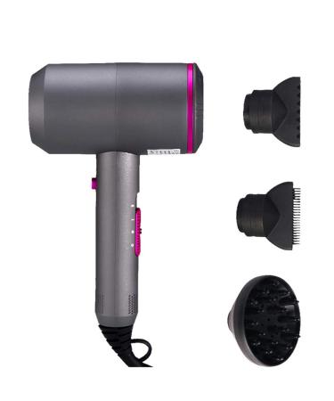 Hair Dryer with Diffuser & Concentrator GZLMMY Constant Temperature Not Hurting Hair Ionic Hammer Blow Dryer 1800W Negative Ions Hairdryers Curly Hair Care - 3 Speed - Light Weight Low Noise (Grey)