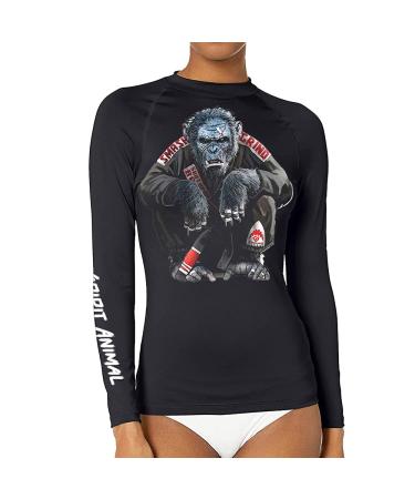 CHOO Women's Spirits Animal Long Sleeve Sports Wicking T-Shirt  Rash Guard for MMA BJJ Wrestling Gorilla Medium