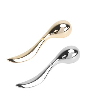 Minkissy 4 PCs Eye Cream Makeup Spatula Facial Massage Tools Make Up Spatula Facial Skincare Eye Massagers Face Cream Scot Care Cream Spoons Makeup Pick Sticks Mini Mud (1 Pack) Gold Silver 2 pieces
