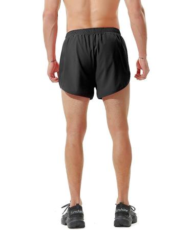 TENJOY Men's Running Shorts - Gym Athletic Workout Shorts with Zipper Pocket, Black, Medium - Buy Online on GoSupps.com