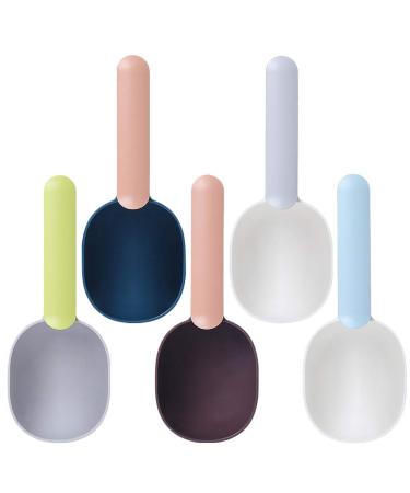 Hemobllo Pet Dog Cat Food Shovel - Scoop Feeder Tool Small Pet Dog Cat Supplies 5pcs (Gray Green White Blue White Gray Blue Pink Coffee Pink Each 1PC)