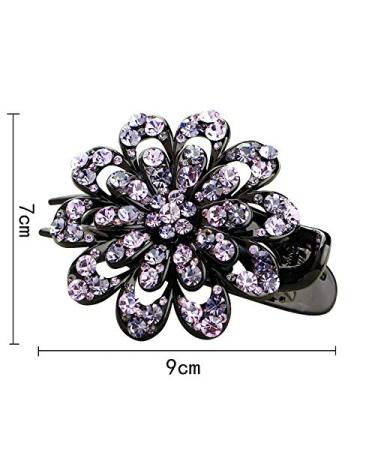 Crystal Flower Rhinestone Hair Claw Clips Set - Mother's Day Bling Wedding Barrettes for Thick Long Hair - 3Pcs - Buy Online on GoSupps.com