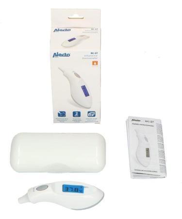 Alecto BC-27 Digital Ear Thermometer - Infrared Fever Measurement in 2 Seconds - Last Measurement Memory - White Ear Tower - Buy Internationally - Buy Online on GoSupps.com