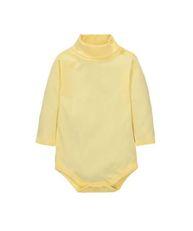 CuteOn Baby Boys Girls Solid Color Basic Turtleneck Cotton Bodysuit Jumpsuit Light Yellow 24 Months 24 Months Light Yellow