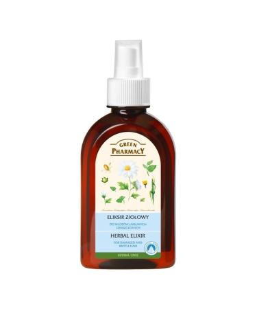 Herbal Elixir with Chamomile & Wheat-Germ for Damaged Brittle and Colour-Treated Hair - No Rinse Spray - Strengthens Nourishes Rebuilds - 250ml by Green Pharmacy Cosmetics