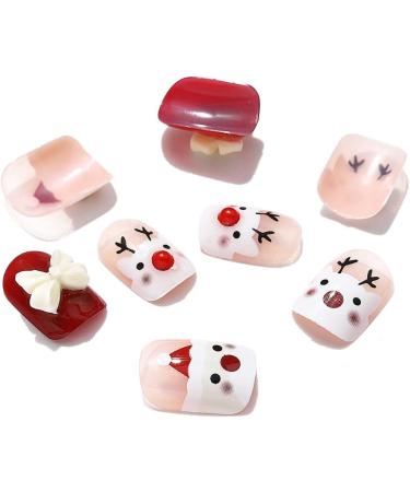 Christmas False Nails Snow Press on Nails - Antler Red Fake Nails 24pcs for Women and Girls - Buy Online on GoSupps.com