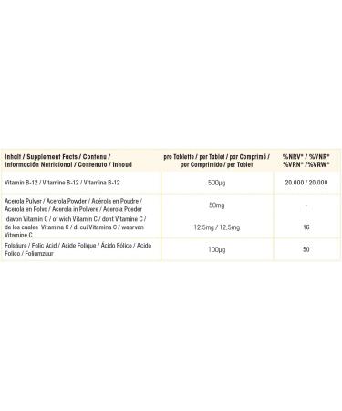 B12 + Folic Acid Sublingual Tablets - 500 g B12 & 100 g Folic Acid - Vegan - 100 Tablets | Warnke Vital Substances - German Quality - Buy Online on GoSupps.com