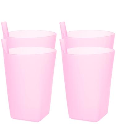 EXCEART Sippy Cup 4PC Sippy Cups Plastic Cups with Built- in Straw Candy Color Water Container Drinking Cups Toddler Drinking Cups Milk Cups Straw Cups for Children Kids Water Cup(Random Color)