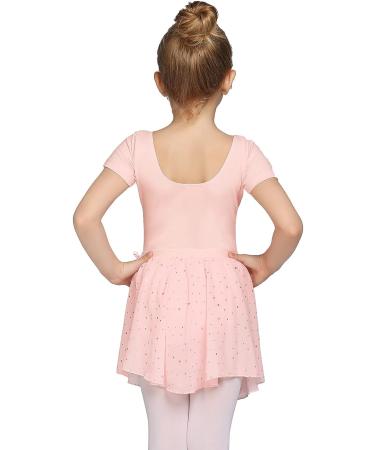 Arshiner Girls 2PCS Short Sleeve Ballet Leotards with Sequined Dance Skirt | 8-9 Years | Ballet Pink - Buy Online on GoSupps.com