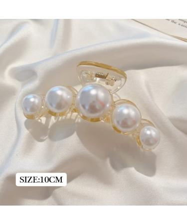 White Large Pearl Hair Claw Clips - Strong Hold Barrettes for Women | Ideal for Daily, Birthday, Wedding Wear | Nonslip Hair Accessories for Thick or Thin Hair - Buy Online on GoSupps.com