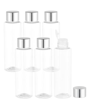 Benecreate 6 pieces 100 ml of silver plastic bottle with rotatable closure refillable PET bottle made of plastic with flat shoulder for lotions perfumes essential oils cosmetics