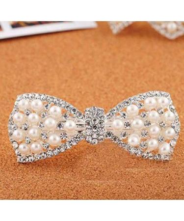 DNHCLL Pearl Bow Hairpin Set - Silver - Women's Ponytail Clip - Buy Online on GoSupps.com