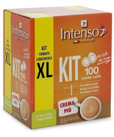  Felce Azzurra Intenso Caff in Cialde KIT XL Crema Pi Set of 3 coffee pods + wooden spoon + cardboard cups + sugar sachet + 1 sachet of talc Felce Azzurra 100 g - Buy Online on GoSupps.com