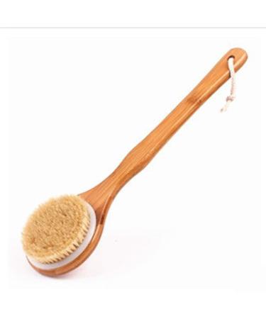 Body Brush Back Scrubber Bath Brush with Long Bamboo Handle for Exfoliating Skin & Wood Beads for Massage