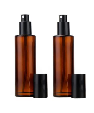 TUPSYBL 2 Pcs 100ml 3.4oz Upscale Amber Glass Spray Bottles Refillable Fine Mist Spray Bottles Cosmetic Bottles Containers for Essential Oil Aromatherapy Makeup Travel