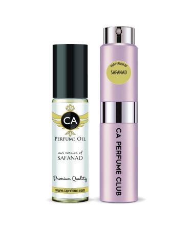 CA Perfume Duo Impression of Safanad For Women Sprayer + Body Oil Roll-On Bottles 0.27 Fl Oz+0.33 Fl Oz