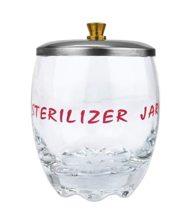 DISINFECTING STERILIZER JAR (Small Size) WITH METAL LID FOR TOOLS MANICURE SPA IMPLEMENTS AND SCISSORS (Sterilizer Jar Clear) 4.18x3.2 Inch (Pack of 1) Clear