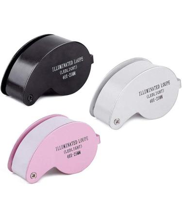 Folding 40x25mm Jewelery Loupe Portable Mini Magnifier Magnifying Glass LED Light Lens Lupa Magnification Metal Silver - Buy Online on GoSupps.com